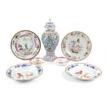 Seven pieces of Chinese Export, or similar, porcelain, including: a pair of famille rose plates,