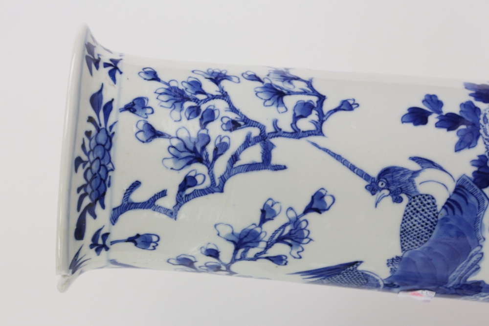 A blue and white vase with unglazed base, decorated with fruiting vine, 24 cm high; together with - Image 18 of 27