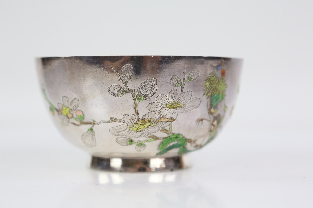 A white metal and enamel bowl; the base with Beijing and Sterling Silver marks, 9.5 cm diameter; - Image 14 of 15