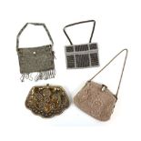 Collection of 4 beaded evening bags 1920s and later, 2 in cut steel .