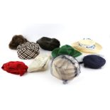 8 Vintage hats to include a red velvet hat Elfriends of New Bond street, straw Harrods hat, and