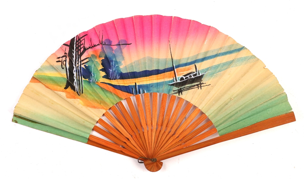 Small collection of fans including a 1920s faux tortoiseshell feather, Victorian sequined fan, and - Image 8 of 8