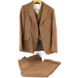 1940's gentleman's Harris tweed outfit, comprising overcoat, jacket trousers and waistcoat in