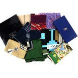 Collection of head and neck scarves , including a boxed LR Paris silk scarf, the scarves in silk,