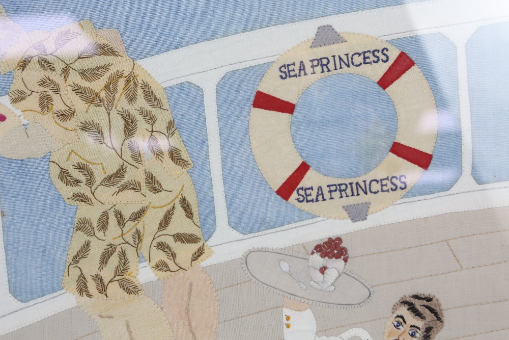 William Towers, 'Sea Princess', needlework depicting figures on the deck of a ship, signed with - Image 10 of 10