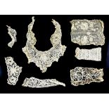 A collection of lace to include cuffs, infills, collars, Honiton, lacis and Maltese, two 19th