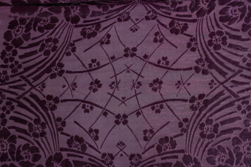 Devore shawl in pale purple with deep fringe and an Art Deco black and gold lame scarf . - Image 4 of 8