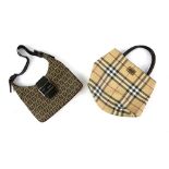 A Burberry hand bag with typical check design, and a Fendi bag with printed canvas monogram and