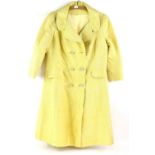 1960s /70s bright yellow sleeveless shift dress in linen together with similar period coat dress