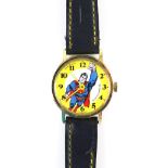 A Superman character wristwatch, the dial signed Dabs and Co swiss made, with central reserve