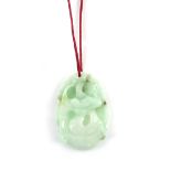Jadeite Jade pendant, carved dragon motif, with red cord necklace, 3.5 x 2.3cm . CONDITIONgross