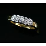 Modern diamond seven stone ring, estimated total diamond weight 0.30 carats, mounted in 18 ct,