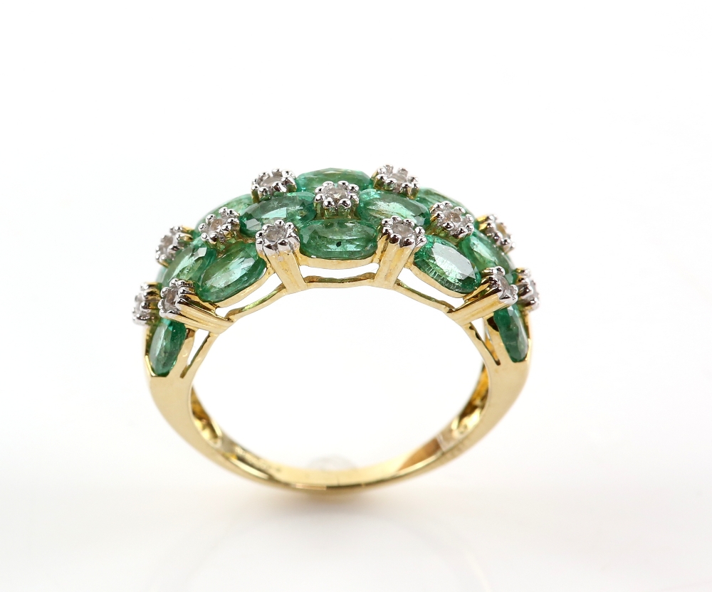 Modern emerald and white paste stone dress ring, mounted in 9 ct yellow gold, ring size OSold on - Image 2 of 3