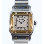 Cartier, Ladies Santos Galbée Reference 1567 wristwatch, stainless steel case with yellow metal
