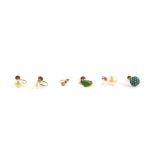 A group of earrings, including six odd earrings all mounts testing as 9 ct, a pair of Christian Dior