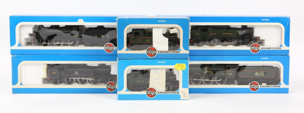 Ten GMR/Airfix 00 gauge locomotives, comprising Fowler BR black livery 54123-9 with tender, 4F