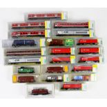 Collection of Minitrix N gauge diesel locomotives, carriages and rolling stock, comprising, 15660,