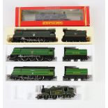 Three Hornby Railways locomotives and tenders, comprising R374 SR Battle of Britain Class '