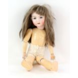 Max Handwerck 283 child doll, with blue sleeping eyes, jointed composition body, replacement wig