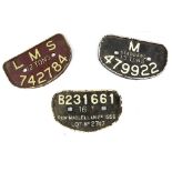 Three cast-iron wagon plates, comprising B231661 16T P & W Maclellan Ltd., 1956, Lot No. 2747, M