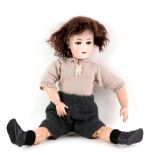 Limbach ‘Wally 8’ bisque head doll, German, with weighted blue glass eyes, lashes and open mouth,