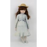 Modern Simon and Halbig bisque shoulder headed Doll n117 with open brown eyes and painted