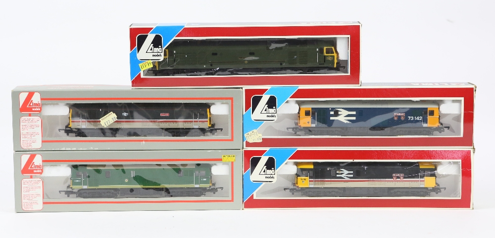 Five Lima 00 gauge diesel locomotives, comprising 205140 'Sir Edward Elgar', 50007, 205169 '