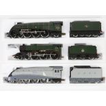 Five Hornby Railways 00 gauge locomotives and tenders, comprising R327 LNER 'Mallard', R060 BR Class