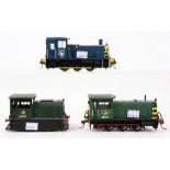 Three kit-built 'O' gauge locomotives, comprising BR D2950 'Hunslet', BR D2558 'Hunslet', and BR