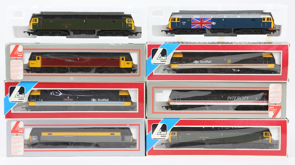 Eight Lima 00 gauge 47 Class diesel locomotives, comprising 205210 BR 47164 Silver Jubilee livery,