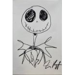 Tim Burton - A drawing of Jack Skellington on canvas by Tim Burton from 'The Nightmare Before