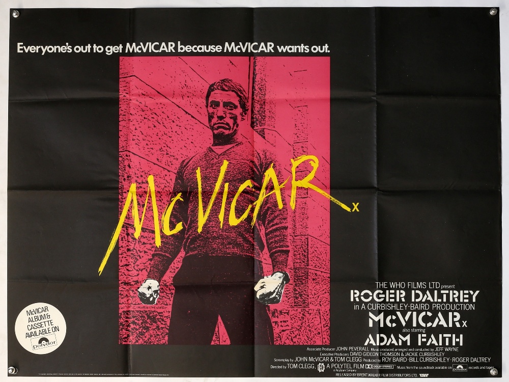 The Who - McVicar (1980) British Quad film poster, starring Roger Daltrey, Who Films, folded, 30 x