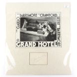 Grand Hotel (1932) - Lobby card with signed card by Joan Crawford, mounted, overall 50 x 55 cm.