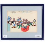 Walt Disney Two cels of Donald Duck with Huey, Louie, Dewey, artwork on celluloid, production