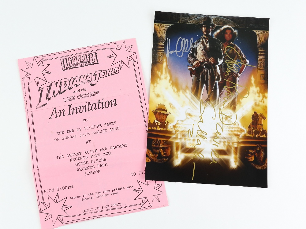 Indiana Jones and the Last Crusade - Wrap party invitation with Prop Store certificate and a multi
