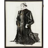 Raymond Hughes - Original costume design for unknown production, signed (faded), framed, 40 x 50 cm.