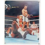 Boxing - Muhammad Ali - large colour photographic poster / print, signed in gold, flat, 16 x 20