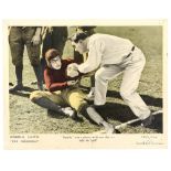 The Freshman (1925) US Lobby card showing Harold Lloyd holding the ball, 11 x 14 inches..