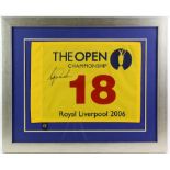 Golf - Tiger Woods signed '18th' flag from The Open Championship Royal Liverpool 2006, framed, 58