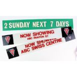 Cinema - Collection of 12 Perspex display signs, various sizes and colours including ABC, Canon