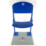 Football - Original Wembley stadium 'No 10' complete seat with plaque, mounted on plinth, 86 cm