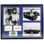 Batman framed display with signatures of Adam West, Burt Ward and George Barris (16 x 20 inch
