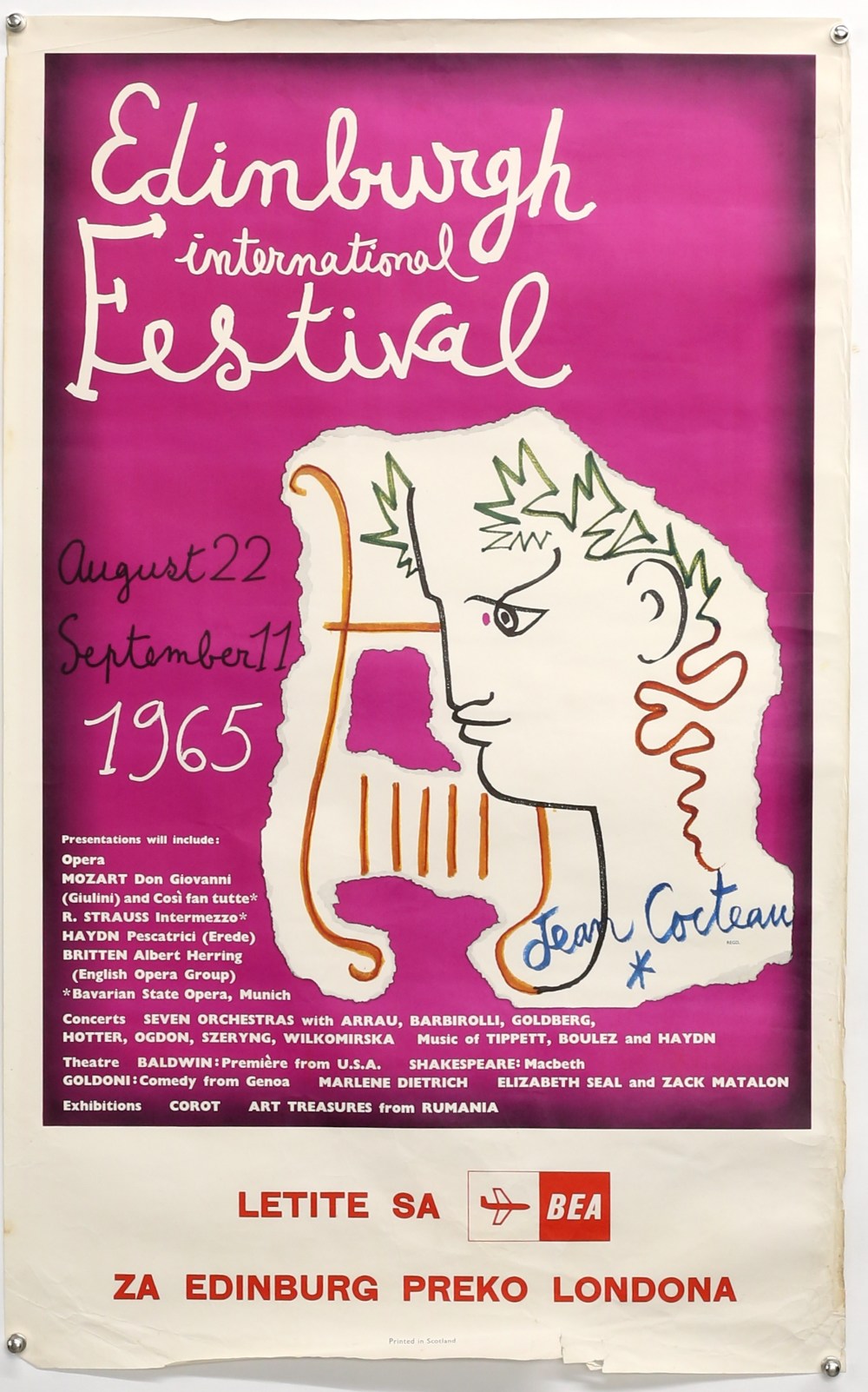 Jean Cocteau (1889-1963) - Two Edinburgh International Festival advertising posters from 1961 and