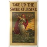 Take Up the Sword of Justice - First World War recruiting poster published by the Parliamentary