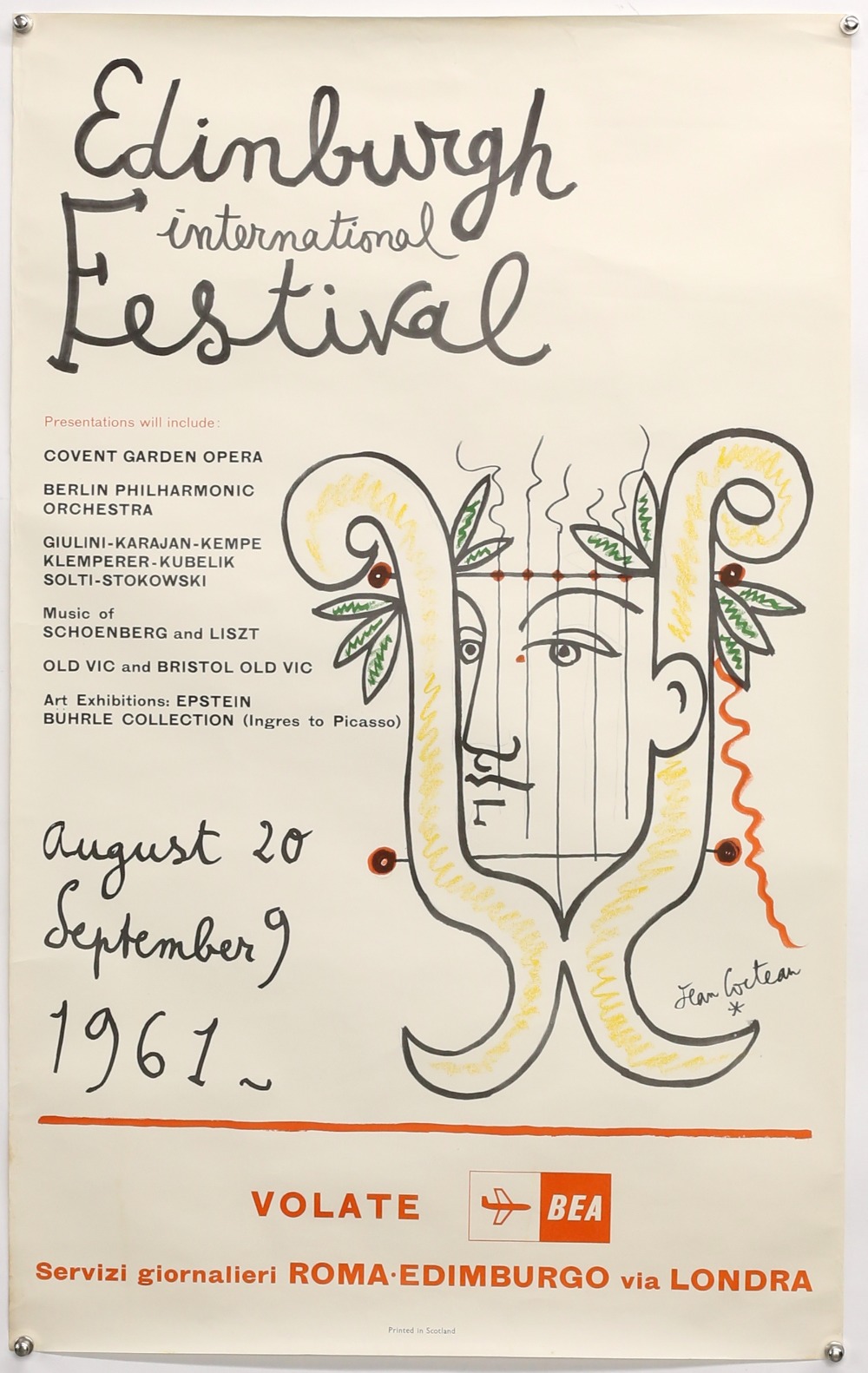 Jean Cocteau (1889-1963) - Two Edinburgh International Festival advertising posters from 1961 and - Image 2 of 3