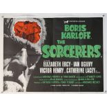 The Sorcerers (1967) British Quad film poster, starring Boris Karloff, Tigon-Curtwell, folded, 30