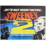 50+ British Quad film posters including Sweeney 2, Mission Galactica The Cyclon Attack, The Man