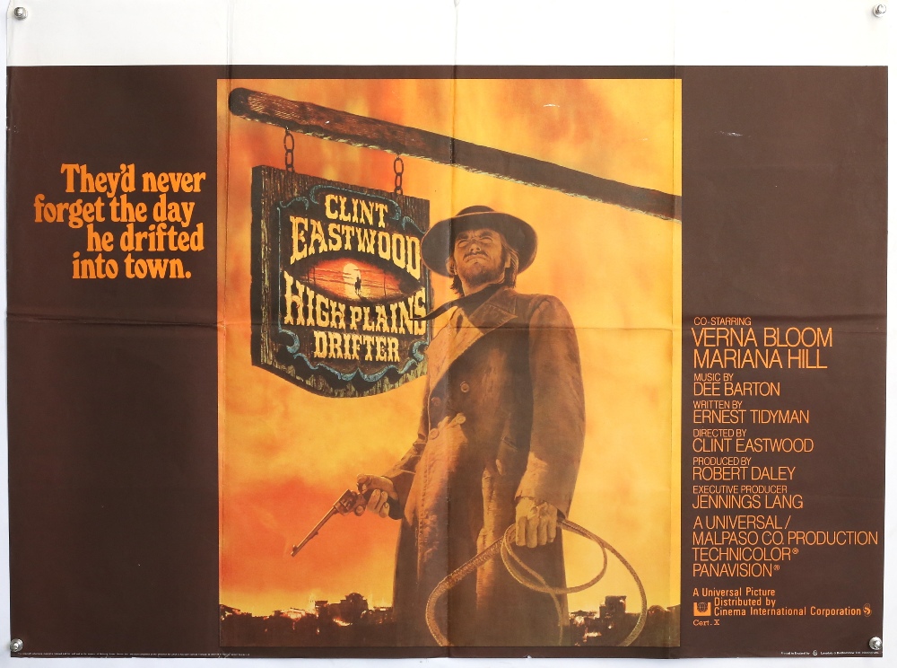 High Plains Drifter (1973) British Quad film poster, starring Clint Eastwood, Universal, folded,