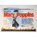 Mary Poppins (1973) Two British Quad film posters, starring Julie Andrews, Walt Disney, folded, 30 x