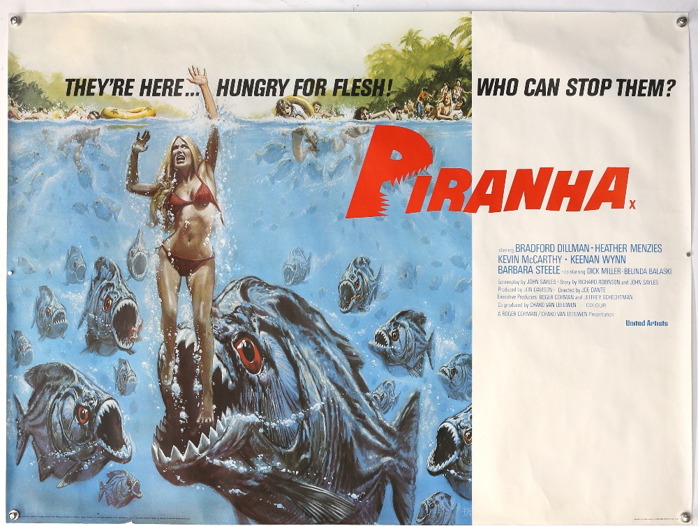 Piranha (1978) British Quad film poster, artwork by Bob Larkin, United Artists, rolled, 30 x 40